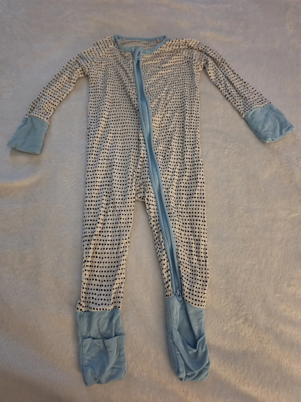 Little Sleepies Blue & White Polka Dot Bamboo Zippy 3-6m